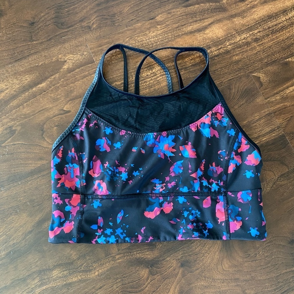 Lululemon Clip-In Long Line Bra Dandy Digie Multi Black Size 8